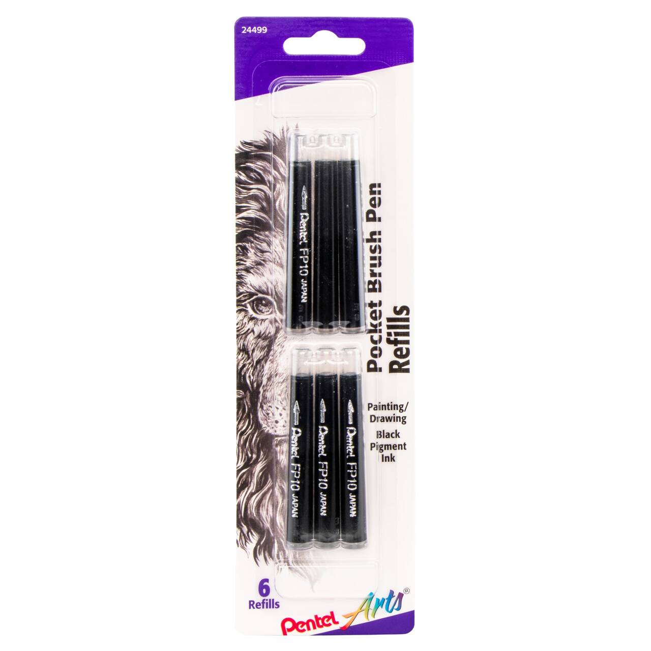 Pentel Arts® Black Pocket Brush Pen Refill, 6ct.